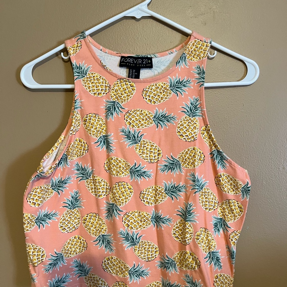 Forever 21 Pineapple Print Crop Tank Top